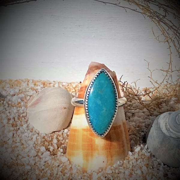 Sterling Silver Ring With Natural Amazonite Stone - Size 9