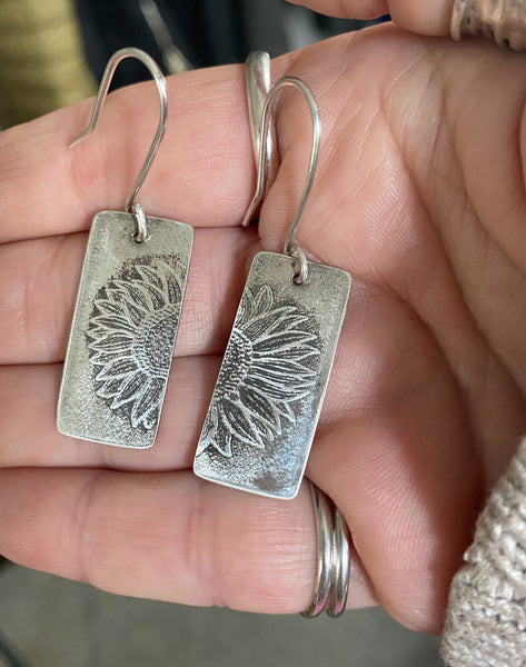 Sterling Silver Earrings With Sunflower Design