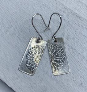 Sterling Silver Earrings With Sunflower Design