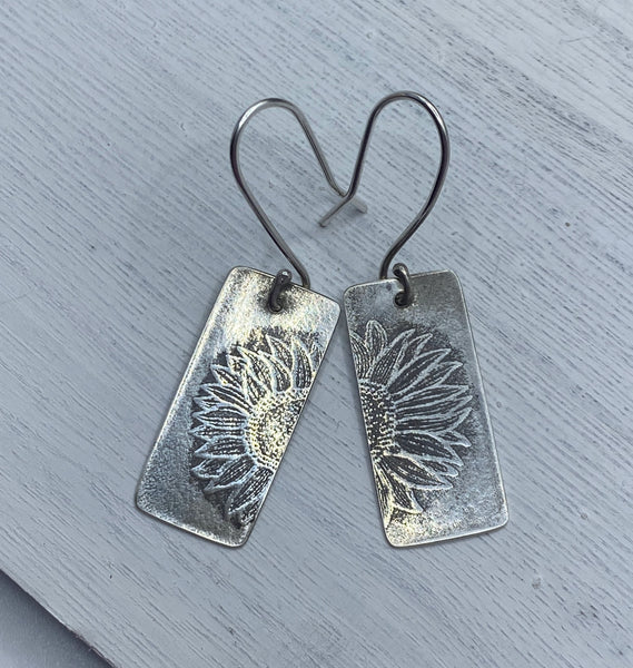 Sterling Silver Earrings With Sunflower Design