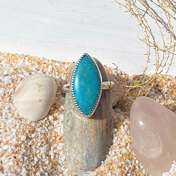 Sterling Silver Ring With Natural Amazonite Stone - Size 9