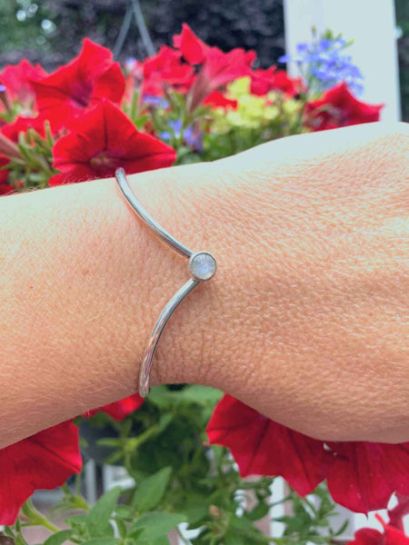 Sterling Silver Bracelet With Natural Moonstone