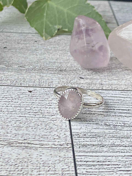 One of a kind handcrafted ring.  Oh how I love me some PINK!!! So dainty and feminine, you cannot go wrong with this beauty if you are purchasing as a gift for a loved one or for yourself. Pink Morganite is semi translucent with an amazing pink hue that goes so well with bright shiny silver.  Available in a US size 7.  Pink Morganite brings the energy rays of determination, commitment, and caring. Pink is the color of new love, new romance and new relationships. Love is in the air!!!