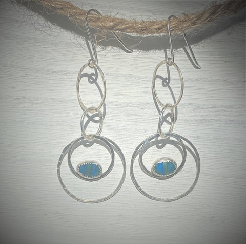 Sterling Silver Dangle Earrings With Opalina Stones-SOLD