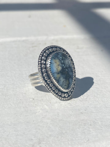 Sterling Silver Ring With Natural Blue Turquoise Stone - Size 9