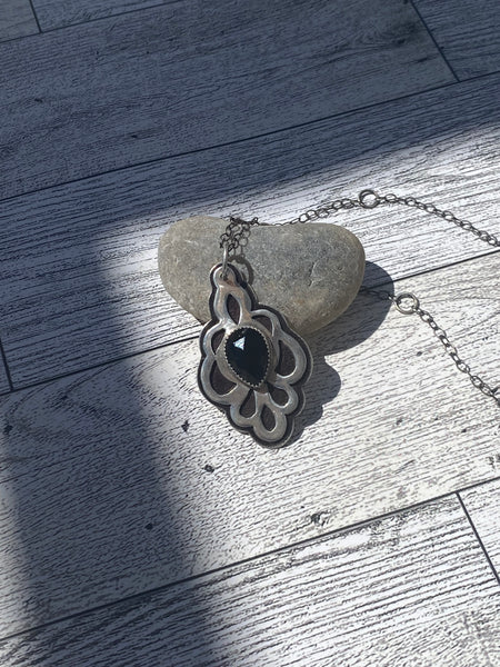 Sterling Silver Necklace With Black Onyx Stone