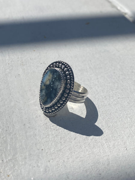 Sterling Silver Ring With Natural Blue Turquoise Stone - Size 9