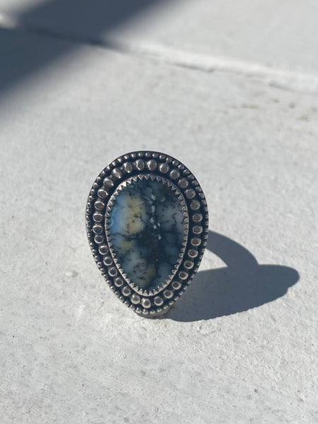 Sterling Silver Ring With Natural Blue Turquoise Stone - Size 9